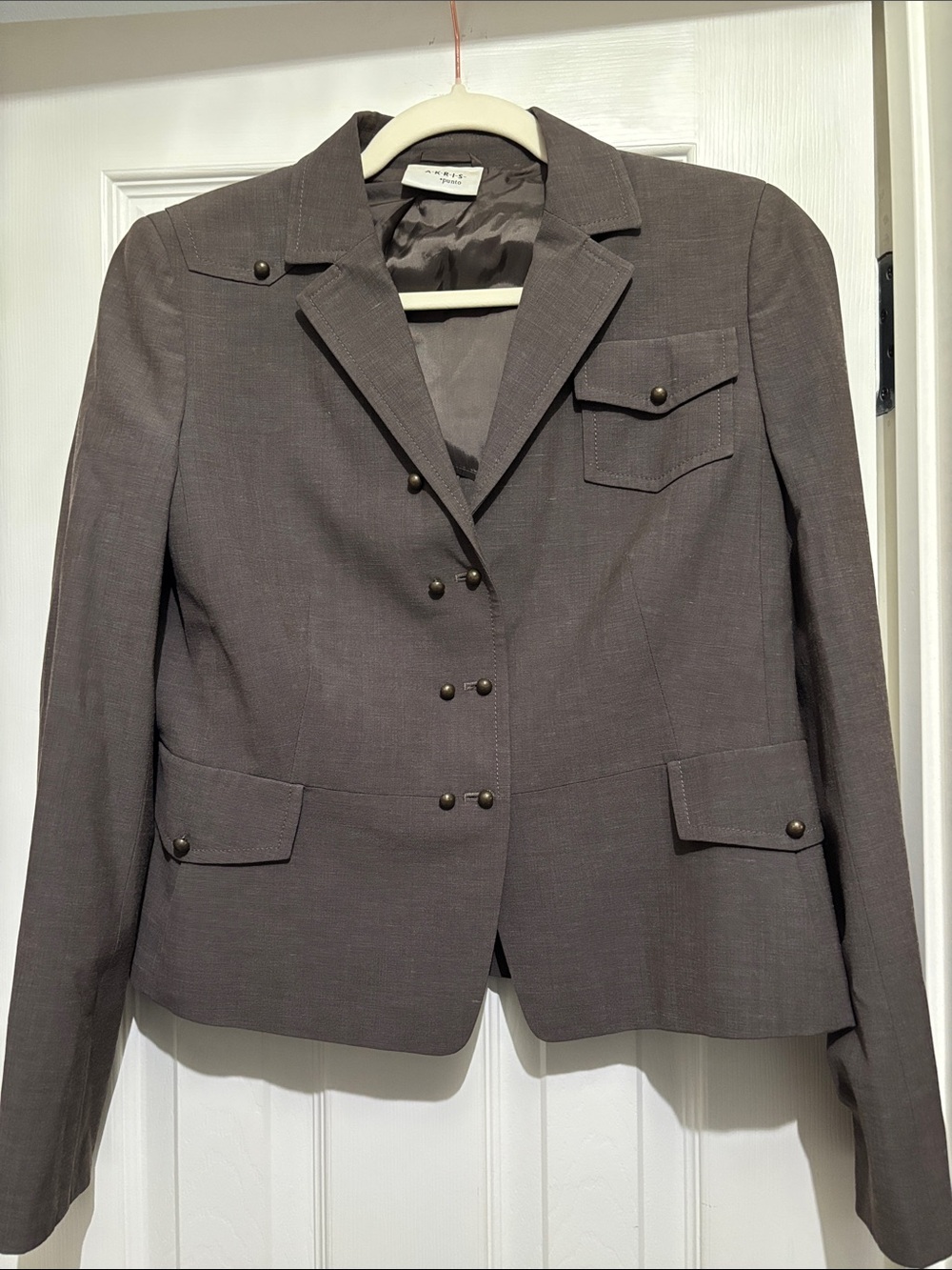 Akris Gray Military-Inspired Double-Breasted Women's Blazer